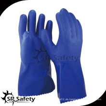 Blaue billige PVC-Handschuhe Arbeitshandschuhe Öl-Gas-resistenten Handschuh